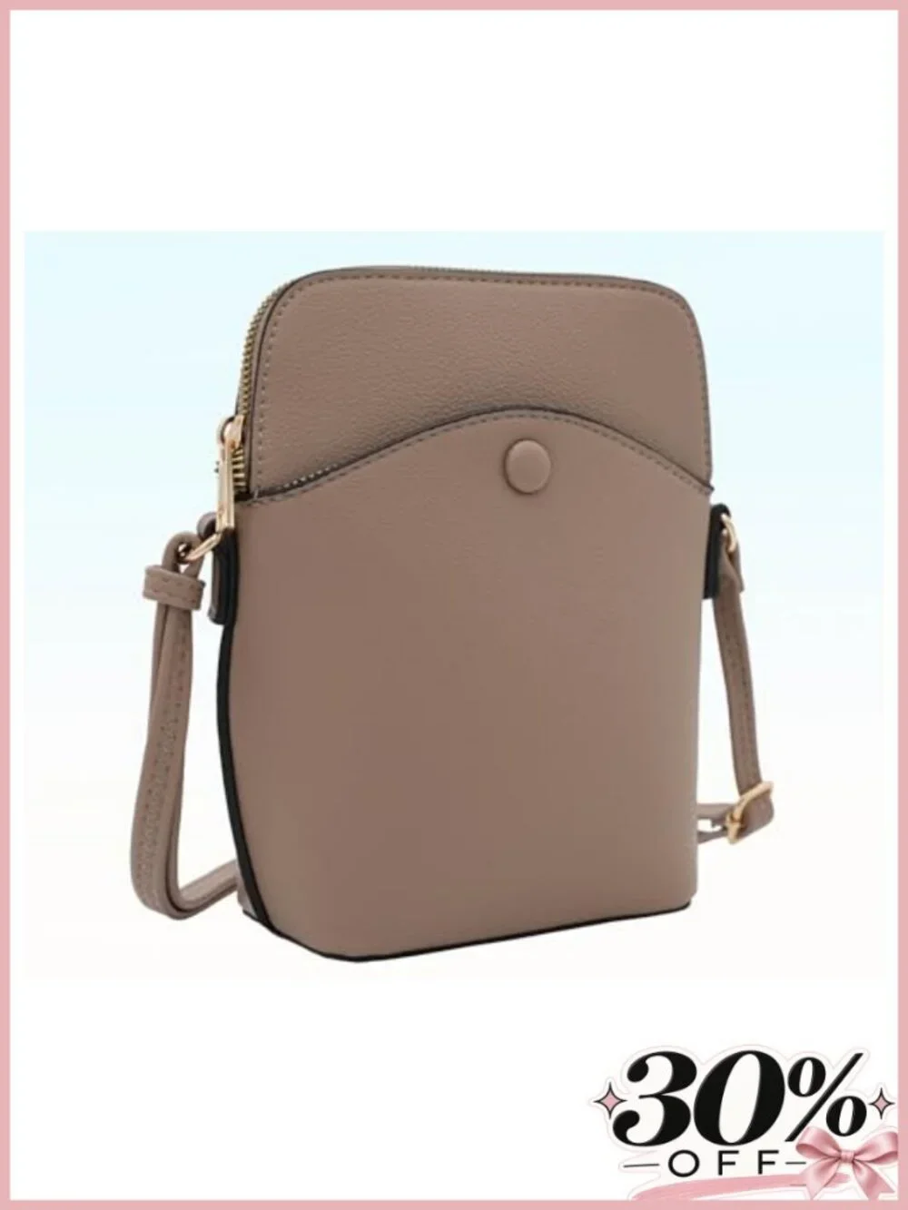 Small Crossbody Bag Vegan Leather Gold Hardware Adjustable Strap Mini Purse